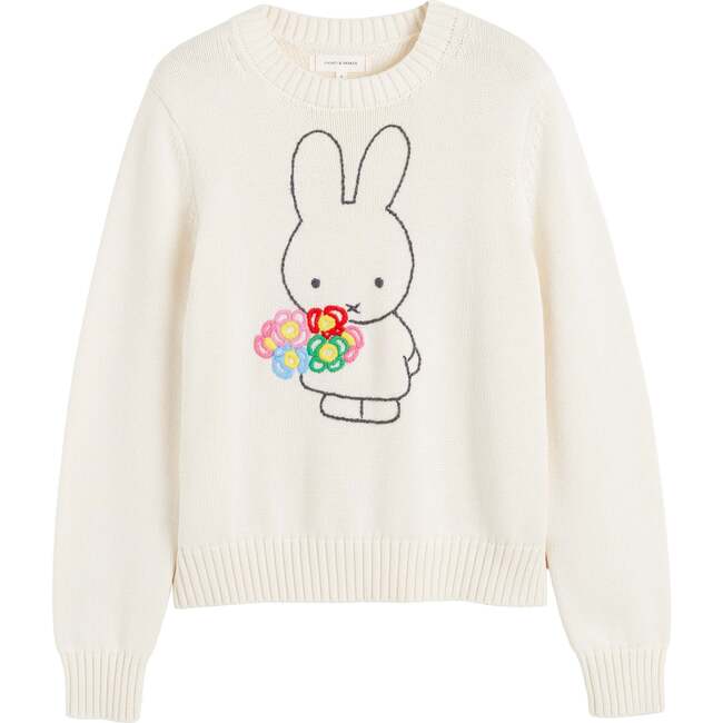 Cotton Miffy Hand Embroidered Sweater, Cream - Sweaters - 5