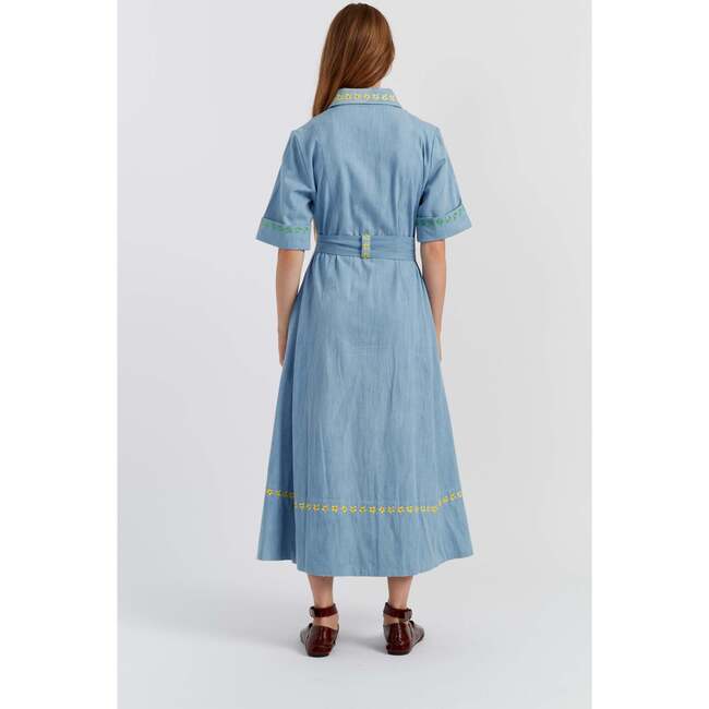 Chambray Buttercup Shirt Dress, Blue