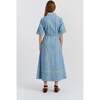 Chambray Buttercup Shirt Dress, Blue - Dresses - 2 - thumbnail