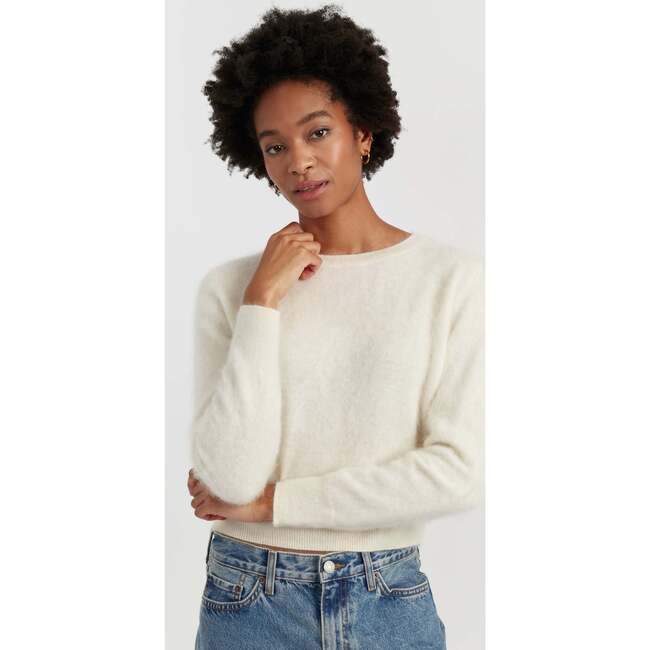 Brushed Pure Cashmere Sweater, Cream