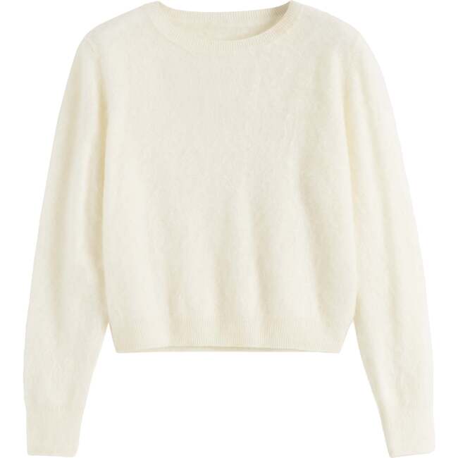 Brushed Pure Cashmere Sweater, Cream - Sweaters - 3