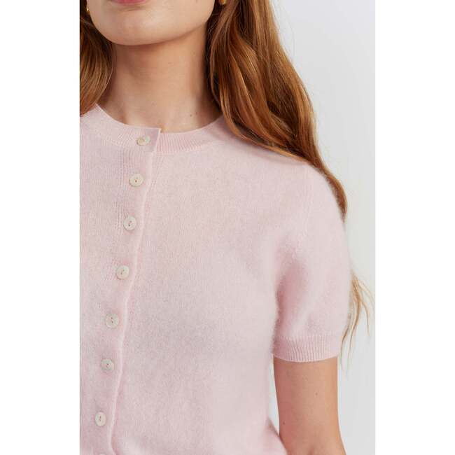 Brushed Pure Cashmere Button Tee, Pink - Sweaters - 4