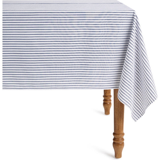 Twill Table Cloth, Navy French Ticking