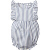 Ruffled Twill Romper, Navy French Ticking - Rompers - 1 - thumbnail