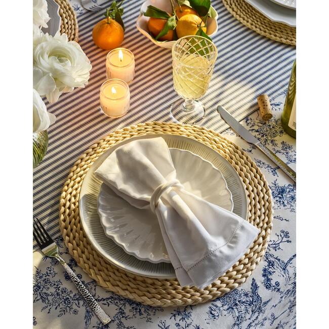 Twill Table Runner, Navy French Ticking