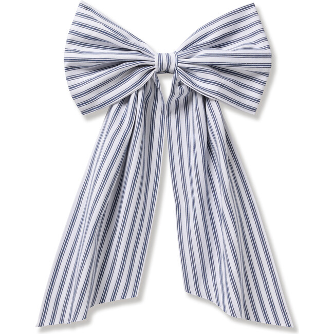 Twill Wreath Bow, Navy French Ticking