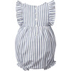 Ruffled Twill Romper, Navy French Ticking - Rompers - 2