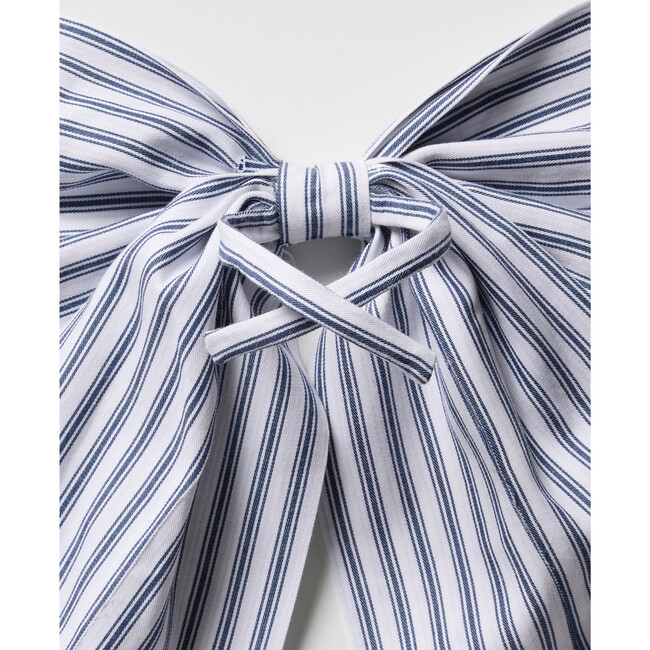 Twill Wreath Bow, Navy French Ticking - Wreaths - 4