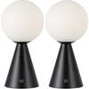 Macie 11.75" Modern Minimalist Globe Rechargeable/Cordless Dimmable Integrated LED Table Lamp with Touch Sensor, Black (Set of 2) - Lighting - 1 - thumbnail