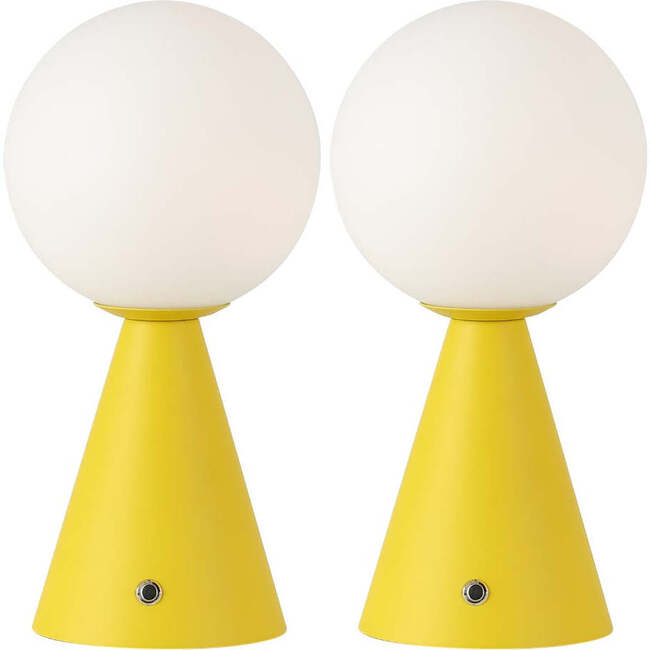 Macie 11.75" Modern Minimalist Globe Rechargeable/Cordless Dimmable Integrated LED Table Lamp with Touch Sensor, Yellow (Set of 2)