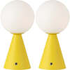 Macie 11.75" Modern Minimalist Globe Rechargeable/Cordless Dimmable Integrated LED Table Lamp with Touch Sensor, Yellow (Set of 2) - Lighting - 1 - thumbnail