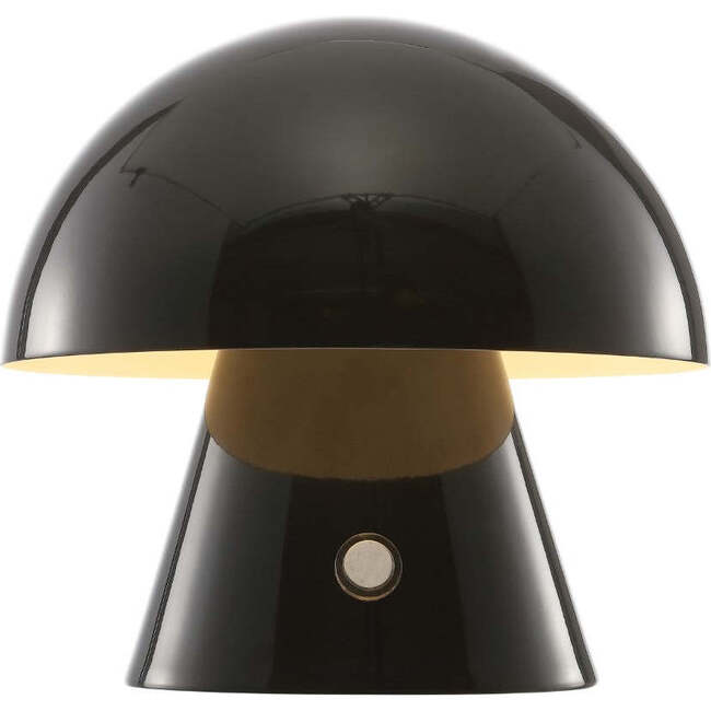 Porcini 7" Contemporary Rechargeable/Cordless Integrated Portable LED Mushroom Table Lamp, Black