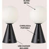Macie 11.75" Modern Minimalist Globe Rechargeable/Cordless Dimmable Integrated LED Table Lamp with Touch Sensor, Black (Set of 2) - Lighting - 3