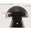 Porcini 7" Contemporary Rechargeable/Cordless Integrated Portable LED Mushroom Table Lamp, Black - Lighting - 3