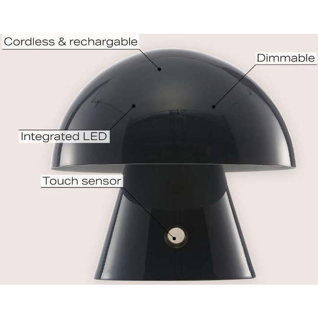 Porcini 7" Contemporary Rechargeable/Cordless Integrated Portable LED Mushroom Table Lamp, Navy - Lighting - 3