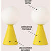 Macie 11.75" Modern Minimalist Globe Rechargeable/Cordless Dimmable Integrated LED Table Lamp with Touch Sensor, Yellow (Set of 2) - Lighting - 3
