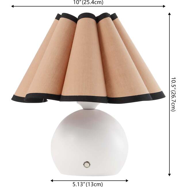 Billie 10.5" Classic Scalloped Shade Rechargeable/Cordless Dimmable Integrated LED Table Lamps, Ivory/Black (Set of 2) - Lighting - 4