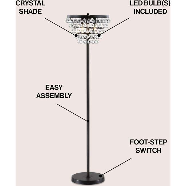 Jemma 60" Crystal/Metal LED Floor Lamp, Bronze / Clear - Lighting - 3