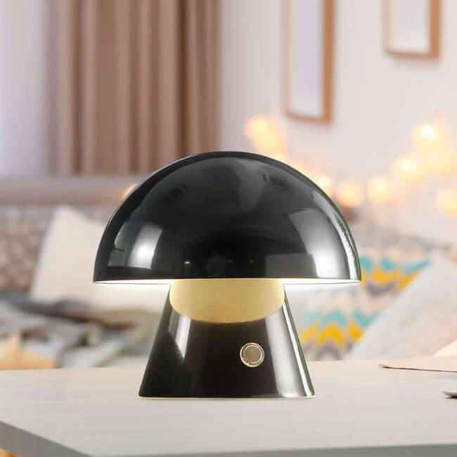 Porcini 7" Contemporary Rechargeable/Cordless Integrated Portable LED Mushroom Table Lamp, Black - Lighting - 5