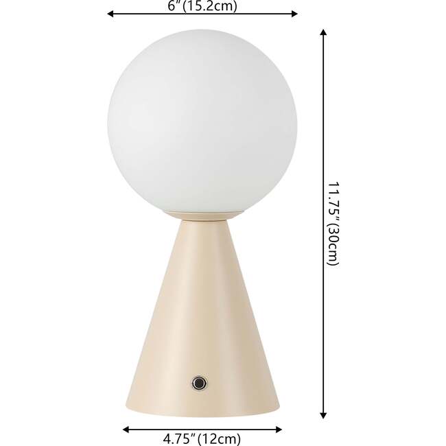 Macie 11.75" Modern Minimalist Globe Rechargeable/Cordless Dimmable Integrated LED Table Lamp with Touch Sensor, Almond (Set of 2) - Lighting - 4