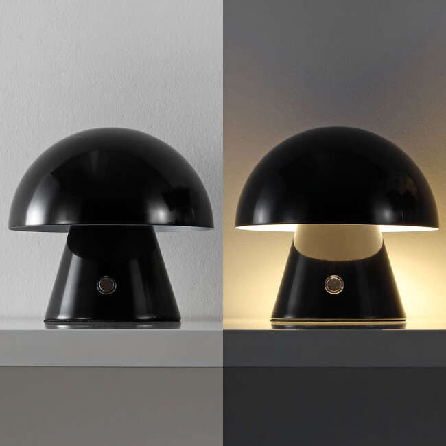 Porcini 7" Contemporary Rechargeable/Cordless Integrated Portable LED Mushroom Table Lamp, Black - Lighting - 6