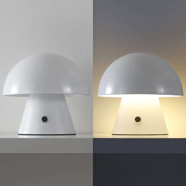 Porcini 7" Contemporary Rechargeable/Cordless Integrated Portable LED Mushroom Table Lamp, White - Lighting - 6