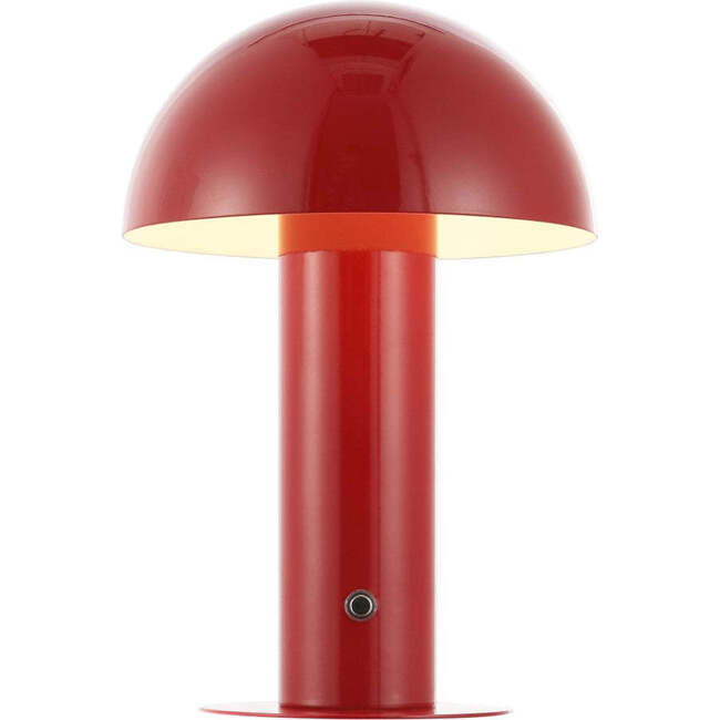 Boletus 10.75" Contemporary Rechargeable/Cordless Dimmable Integrated LED Mushroom Table Lamp, Red