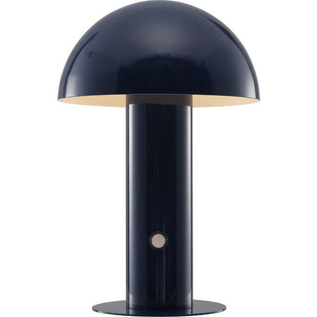 Boletus 10.75" Contemporary Rechargeable/Cordless Integrated Portable LED Mushroom Table Lamp, Navy