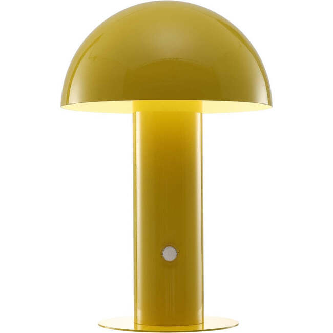 Boletus 10.75" Contemporary Rechargeable/Cordless Integrated Portable LED Mushroom Table Lamp, Yellow
