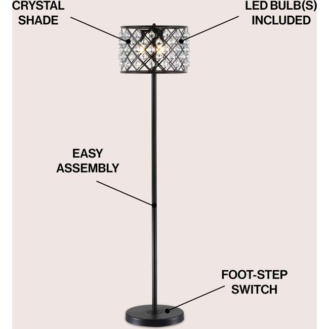 Elizabeth 60" Crystal/Metal LED Floor Lamp, Bronze/Clear - Lighting - 3