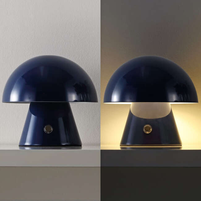Porcini 7" Contemporary Rechargeable/Cordless Integrated Portable LED Mushroom Table Lamp, Navy - Lighting - 6