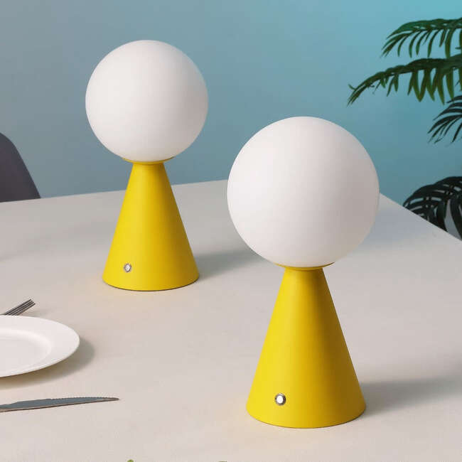 Macie 11.75" Modern Minimalist Globe Rechargeable/Cordless Dimmable Integrated LED Table Lamp with Touch Sensor, Yellow (Set of 2) - Lighting - 5