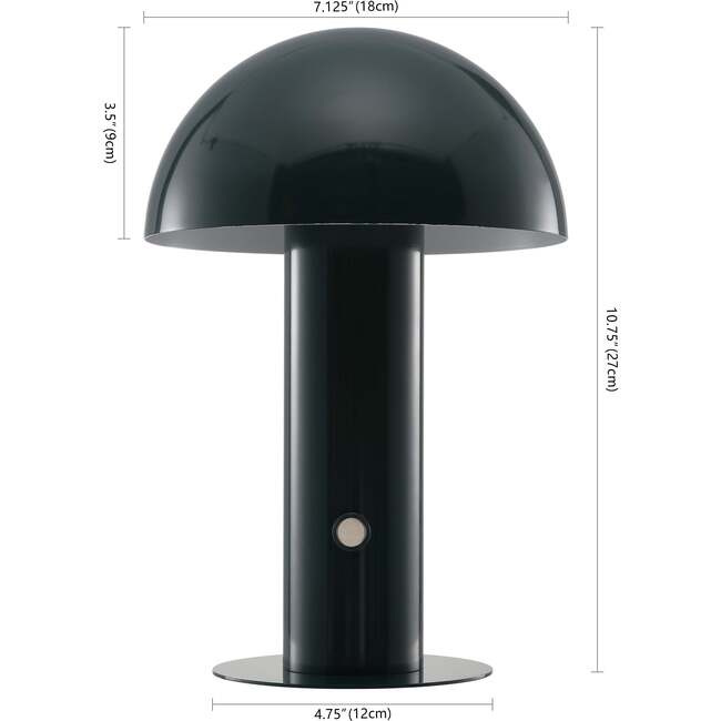 Boletus 10.75" Contemporary Rechargeable/Cordless Integrated Portable LED Mushroom Table Lamp, Forest Green - Lighting - 4