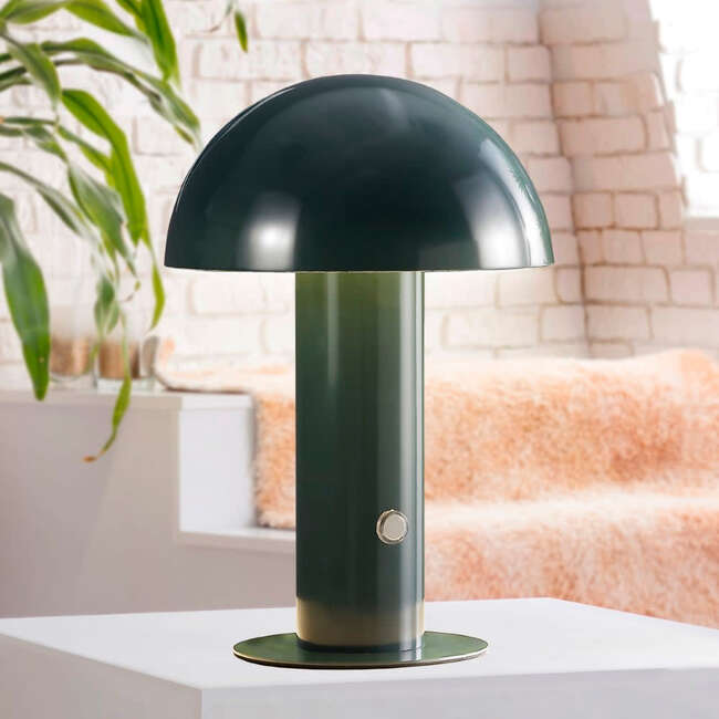 Boletus 10.75" Contemporary Rechargeable/Cordless Integrated Portable LED Mushroom Table Lamp, Forest Green - Lighting - 5