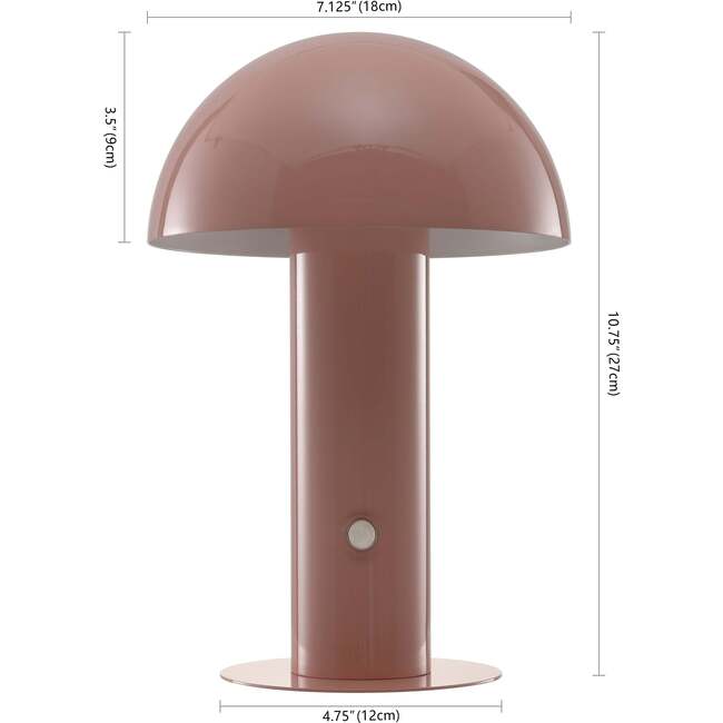Boletus 10.75" Contemporary Rechargeable/Cordless Integrated Portable LED Mushroom Table Lamp, Pink - Lighting - 4