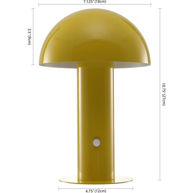 Boletus 10.75" Contemporary Rechargeable/Cordless Integrated Portable LED Mushroom Table Lamp, Yellow - Lighting - 4