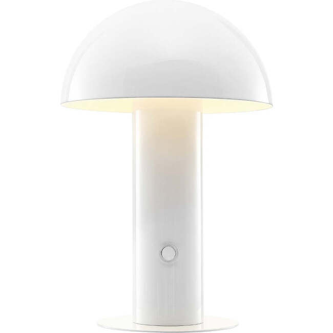 Boletus 10.75" Contemporary Rechargeable/Cordless Integrated Portable LED Mushroom Table Lamp, White
