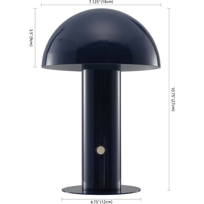 Boletus 10.75" Contemporary Rechargeable/Cordless Integrated Portable LED Mushroom Table Lamp, Navy - Lighting - 4