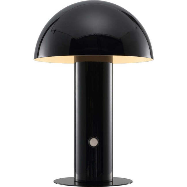 Boletus 10.75" Contemporary Rechargeable/Cordless Integrated Portable LED Mushroom Table Lamp, Black