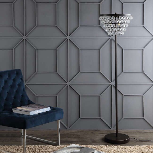 Jemma 60" Crystal/Metal LED Floor Lamp, Bronze / Clear - Lighting - 5