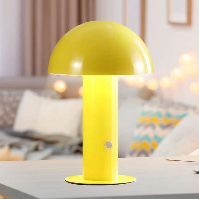 Boletus 10.75" Contemporary Rechargeable/Cordless Integrated Portable LED Mushroom Table Lamp, Yellow - Lighting - 5
