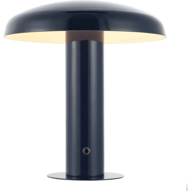 Suillius 11" Contemporary Rechargeable/Cordless Dimmable Integrated LED Mushroom Table Lamp, Navy