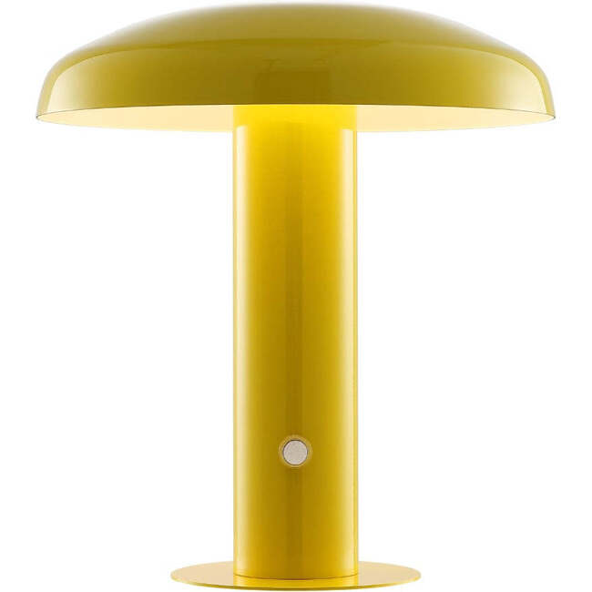 Suillius 11" Contemporary Rechargeable/Cordless Integrated Portable LED Mushroom Table Lamp, Yellow