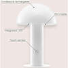 Boletus 10.75" Contemporary Rechargeable/Cordless Integrated Portable LED Mushroom Table Lamp, White - Lighting - 3 - thumbnail