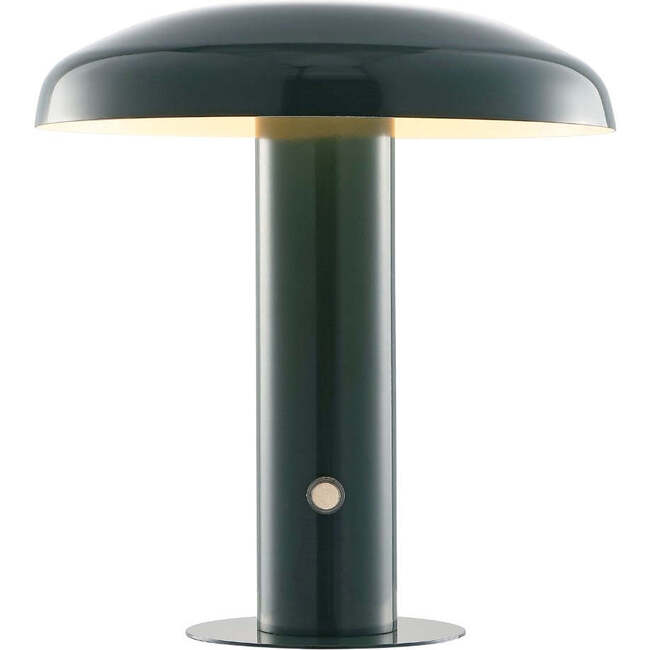 Suillius 11" Contemporary Rechargeable/Cordless Integrated Portable LED Mushroom Table Lamp, Forest Green