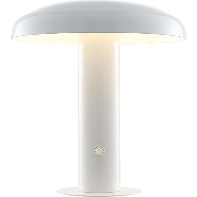 Suillius 11" Contemporary Rechargeable/Cordless Integrated Portable LED Mushroom Table Lamp, White
