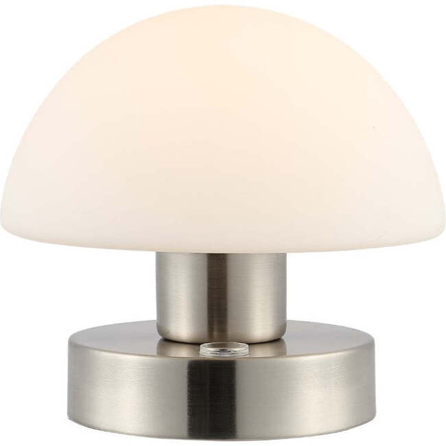 Zoe 5.75" Modern Minimalist Rechargeable Integrated Portable LED Table Lamp, Nickel/White