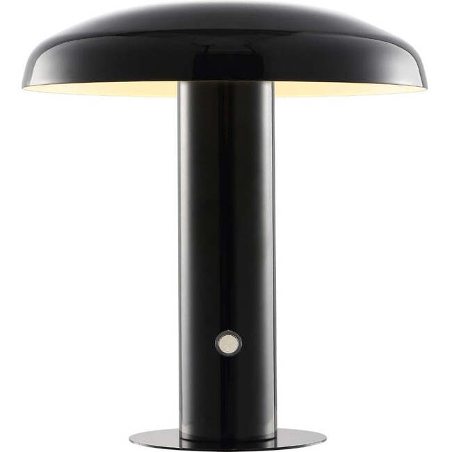 Suillius 11" Contemporary Rechargeable/Portable Integrated Portable LED Mushroom Table Lamp, Black