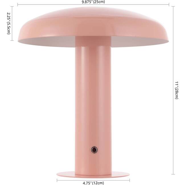 Suillius 11" Contemporary Rechargeable/Cordless Dimmable Integrated LED Mushroom Table Lamp, Pink - Lighting - 4