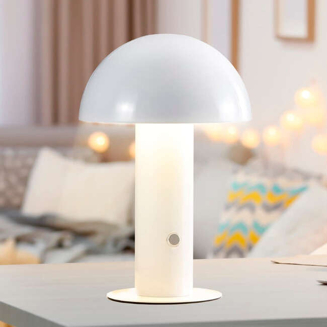 Boletus 10.75" Contemporary Rechargeable/Cordless Integrated Portable LED Mushroom Table Lamp, White - Lighting - 5
